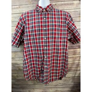 American Living Plaid Shirt Size XL Red Green Blue Short Sleeve Button-Up